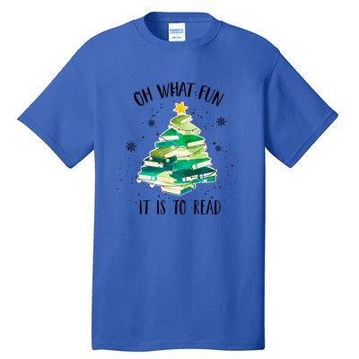 Christmas Library Tree Funny Xmas Librarian And Book Lover Gift Tall T-Shirt