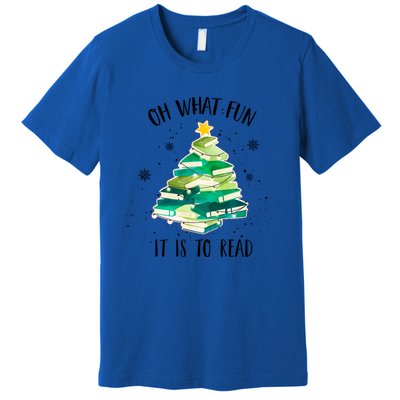 Christmas Library Tree Funny Xmas Librarian And Book Lover Gift Premium T-Shirt