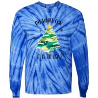 Christmas Library Tree Funny Xmas Librarian And Book Lover Gift Tie-Dye Long Sleeve Shirt