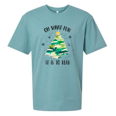 Christmas Library Tree Funny Xmas Librarian And Book Lover Gift Sueded Cloud Jersey T-Shirt