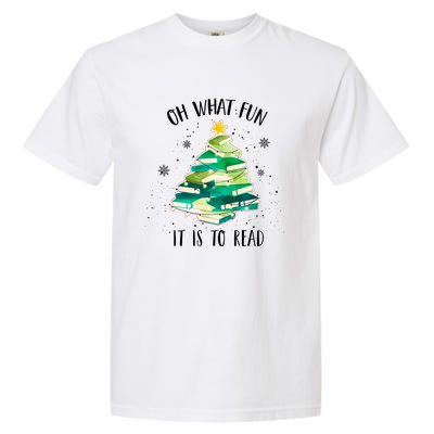 Christmas Library Tree Funny Xmas Librarian And Book Lover Gift Garment-Dyed Heavyweight T-Shirt