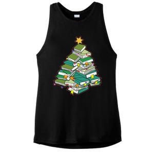 Christmas Library Tree Librarian Book Lover Xmas Ladies PosiCharge Tri-Blend Wicking Tank