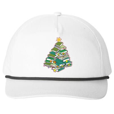 Christmas Library Tree Librarian Book Lover Xmas Snapback Five-Panel Rope Hat