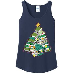 Christmas Library Tree Librarian Book Lover Xmas Ladies Essential Tank