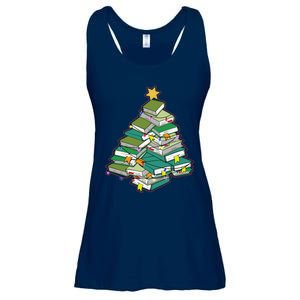 Christmas Library Tree Librarian Book Lover Xmas Ladies Essential Flowy Tank