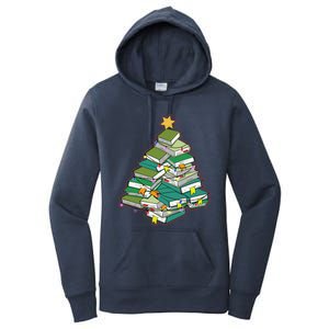 Christmas Library Tree Librarian Book Lover Xmas Women's Pullover Hoodie