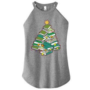 Christmas Library Tree Librarian Book Lover Xmas Women's Perfect Tri Rocker Tank