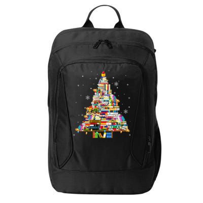 Christmas Library Tree Lights For Librarian And Book Lover Cool Gift City Backpack