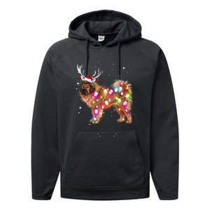 Christmas Lights Tibetan Mastiff Dog Performance Fleece Hoodie