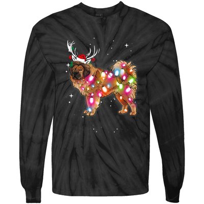 Christmas Lights Tibetan Mastiff Dog Tie-Dye Long Sleeve Shirt