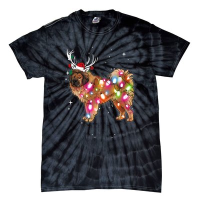 Christmas Lights Tibetan Mastiff Dog Tie-Dye T-Shirt