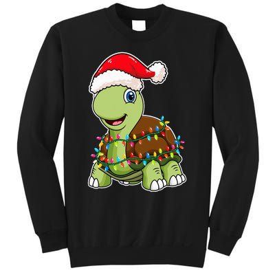 Christmas Lights Turtle Wearing Xmas Hat Sea Turtle Lover Sweatshirt