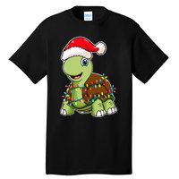 Christmas Lights Turtle Wearing Xmas Hat Sea Turtle Lover Tall T-Shirt