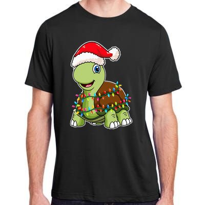 Christmas Lights Turtle Wearing Xmas Hat Sea Turtle Lover Adult ChromaSoft Performance T-Shirt