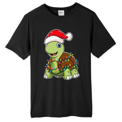 Christmas Lights Turtle Wearing Xmas Hat Sea Turtle Lover Tall Fusion ChromaSoft Performance T-Shirt