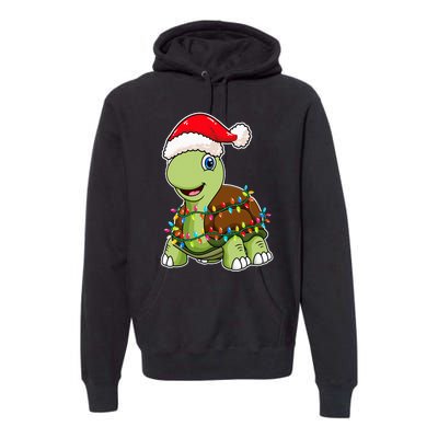 Christmas Lights Turtle Wearing Xmas Hat Sea Turtle Lover Premium Hoodie