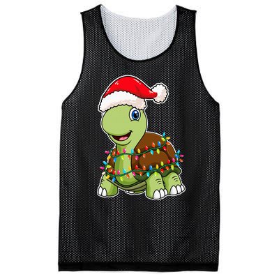 Christmas Lights Turtle Wearing Xmas Hat Sea Turtle Lover Mesh Reversible Basketball Jersey Tank