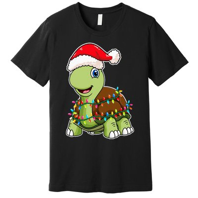 Christmas Lights Turtle Wearing Xmas Hat Sea Turtle Lover Premium T-Shirt