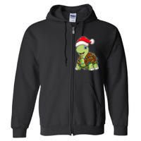 Christmas Lights Turtle Wearing Xmas Hat Sea Turtle Lover Full Zip Hoodie