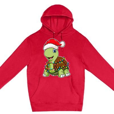 Christmas Lights Turtle Wearing Xmas Hat Sea Turtle Lover Premium Pullover Hoodie