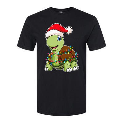 Christmas Lights Turtle Wearing Xmas Hat Sea Turtle Lover Softstyle CVC T-Shirt