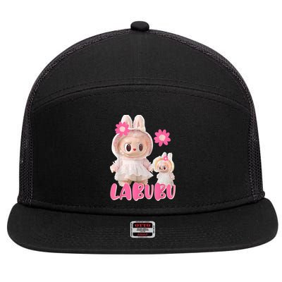 Cute Labubu The Monsters 7 Panel Mesh Trucker Snapback Hat