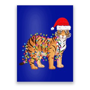 Christmas Lights Tiger Wearing Xmas Hat Tiger Lover Gift Poster