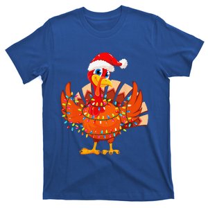 Christmas Lights Turkey Wearing Xmas Hat Turkey Lover T-Shirt