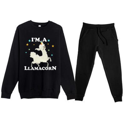 Cute Llama Unicorn - Llamacorn Premium Crewneck Sweatsuit Set