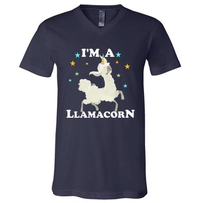 Cute Llama Unicorn - Llamacorn V-Neck T-Shirt