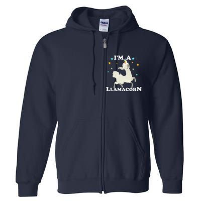 Cute Llama Unicorn - Llamacorn Full Zip Hoodie