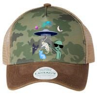 Cat Lovers UFO Space Abduction Of Cats By Aliens Design Legacy Tie Dye Trucker Hat
