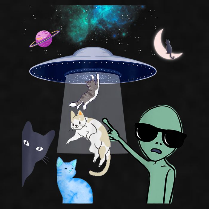 Cat Lovers UFO Space Abduction Of Cats By Aliens Design Ladies PosiCharge Tri-Blend Wicking Tank