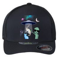 Cat Lovers UFO Space Abduction Of Cats By Aliens Design Flexfit Unipanel Trucker Cap