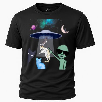 Cat Lovers UFO Space Abduction Of Cats By Aliens Design Performance Shirt