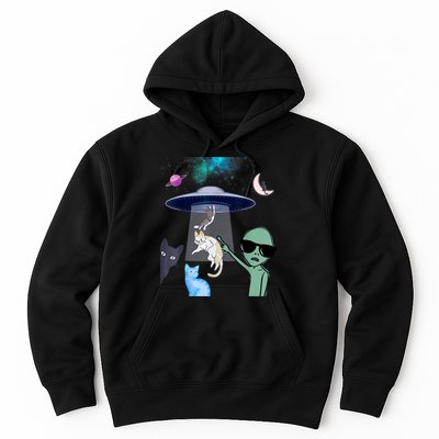Cat Lovers UFO Space Abduction Of Cats By Aliens Design Hoodie