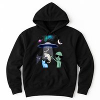 Cat Lovers UFO Space Abduction Of Cats By Aliens Design Hoodie