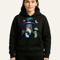 Cat Lovers UFO Space Abduction Of Cats By Aliens Design Hoodie