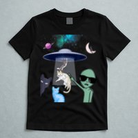 Cat Lovers UFO Space Abduction Of Cats By Aliens Design T-Shirt