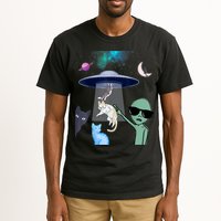 Cat Lovers UFO Space Abduction Of Cats By Aliens Design Tall T-Shirt