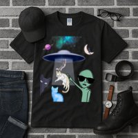 Cat Lovers UFO Space Abduction Of Cats By Aliens Design Tall T-Shirt