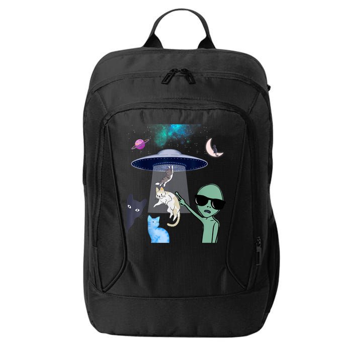Cat Lovers UFO Space Abduction Of Cats By Aliens Design City Backpack
