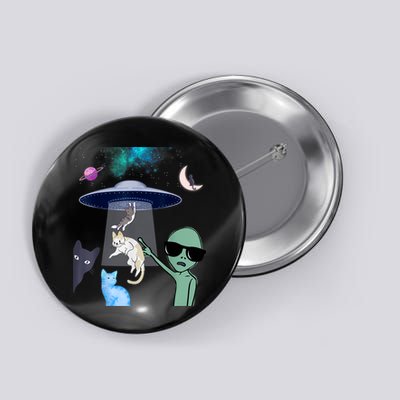 Cat Lovers UFO Space Abduction Of Cats By Aliens Design Button