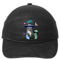 Cat Lovers UFO Space Abduction Of Cats By Aliens Design 7-Panel Snapback Hat
