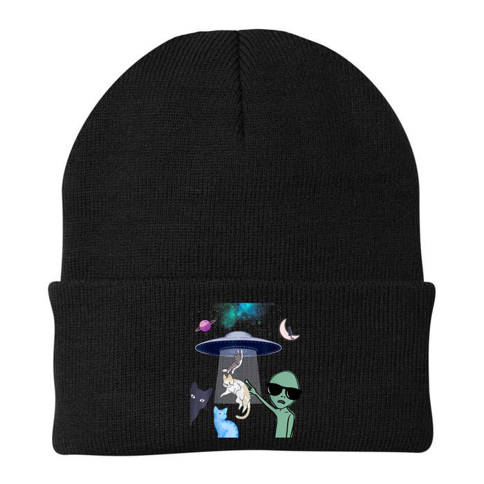 Cat Lovers UFO Space Abduction Of Cats By Aliens Design Beanie