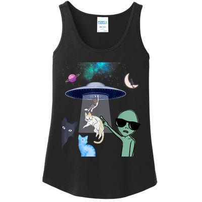 Cat Lovers UFO Space Abduction Of Cats By Aliens Design Ladies Essential Tank