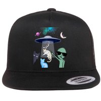 Cat Lovers UFO Space Abduction Of Cats By Aliens Design Flatbill Hat