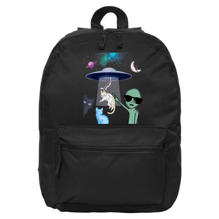 Cat Lovers UFO Space Abduction Of Cats By Aliens Design 16 in Basic Backpack