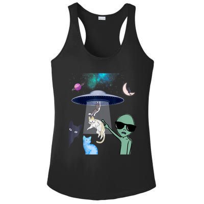 Cat Lovers UFO Space Abduction Of Cats By Aliens Design Ladies PosiCharge Competitor Racerback Tank