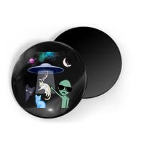 Cat Lovers UFO Space Abduction Of Cats By Aliens Design Magnet